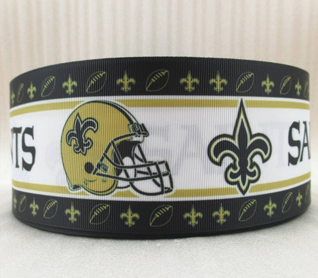 1.5" New Orleans Saints Grosgrain Ribbon. Football Ribbon NFL Sports Ribbon