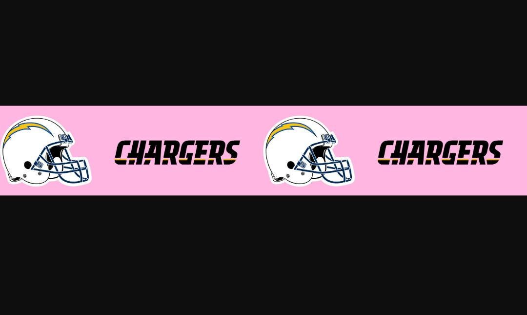 1.5" NFL Pink Los Angeles Chargers Grosgrain Ribbon. Football Sports Ribbon