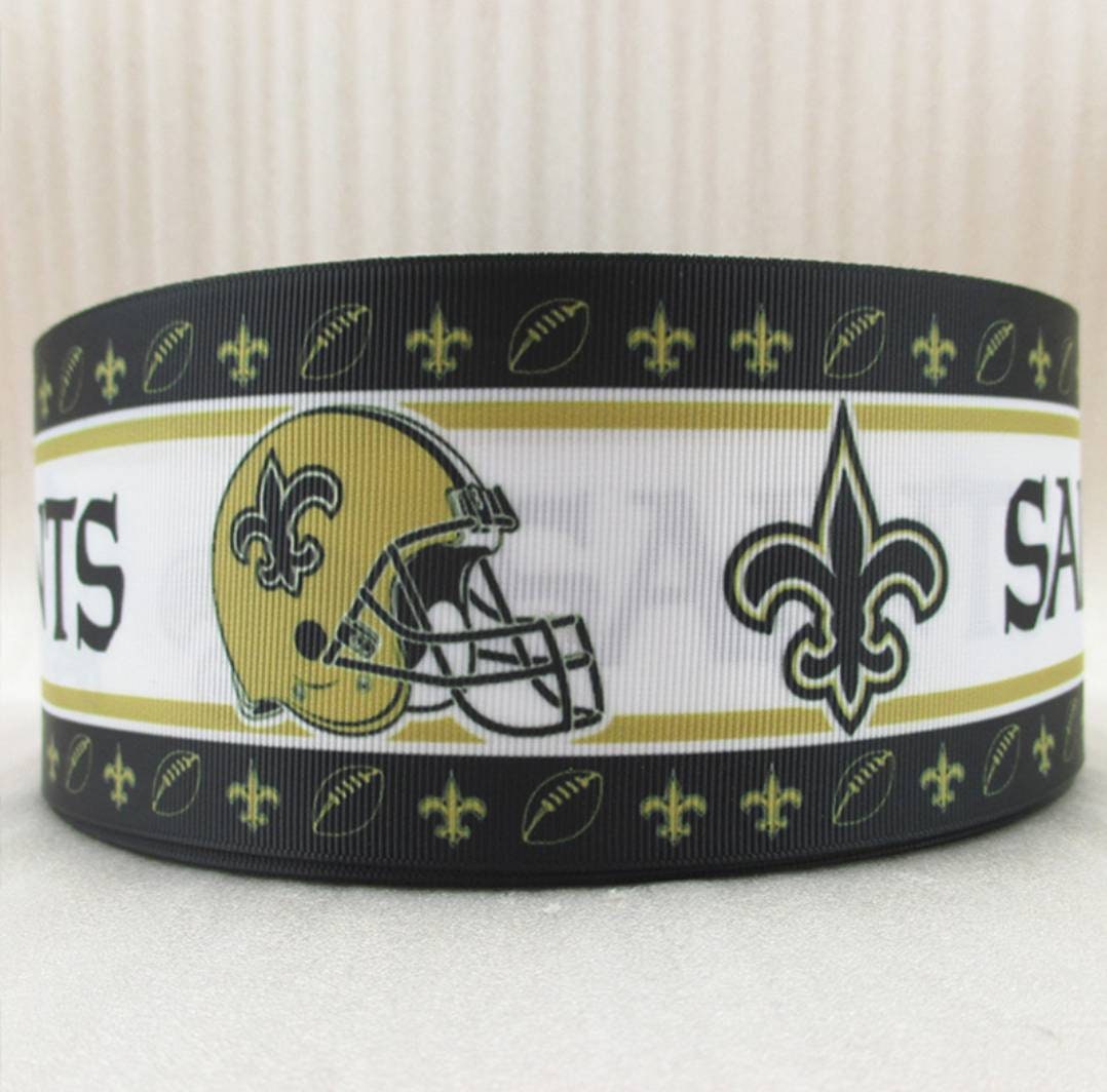 1.5" New Orleans Saints Grosgrain Ribbon. Football Ribbon NFL Sports Ribbon
