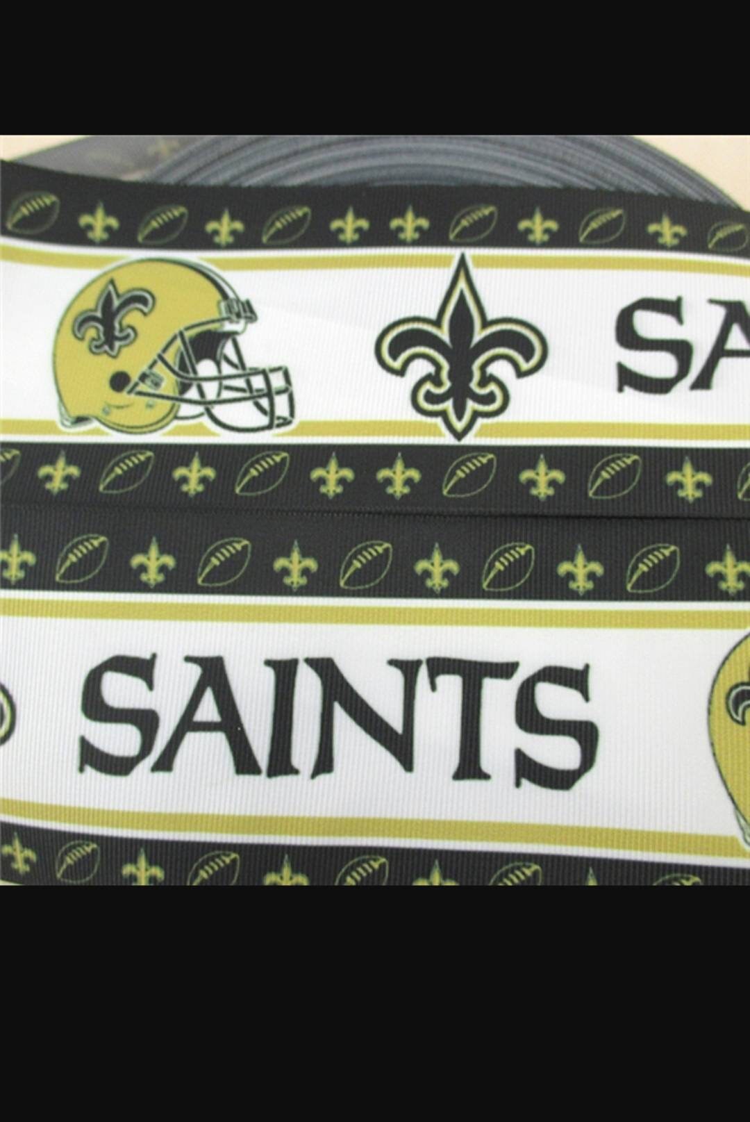 1.5" New Orleans Saints Grosgrain Ribbon. Football Ribbon NFL Sports Ribbon
