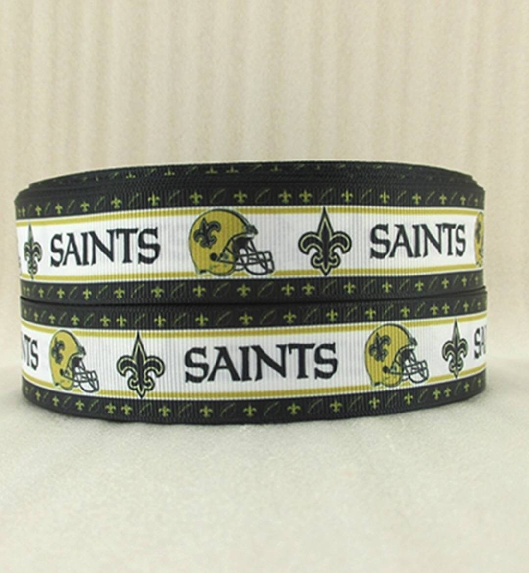 1.5" New Orleans Saints Grosgrain Ribbon. Football Ribbon NFL Sports Ribbon