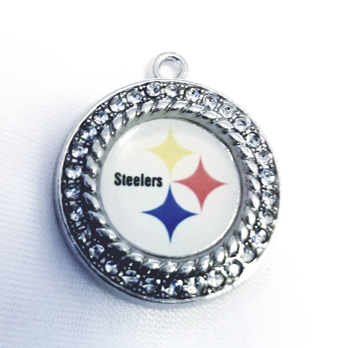Pittsburgh Steelers NFL Football Charms. Sports Team Charms in 2.5cm and 2cm . Rhinestone Charms