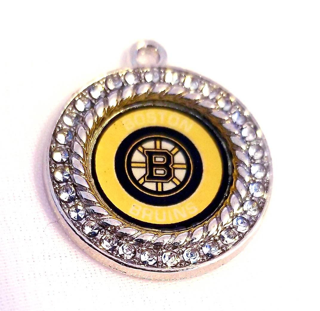 Boston Bruins Hockey Charms. NHL Professional Hockey Team.Sports Team Charms 2.5cm. Rhinestone Charms Jewelry