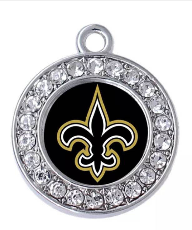 New Orleans Saints NFL Football Charms. Sports Team Charms in small 2cm and Large 2.5 cm Rhinestone Charms