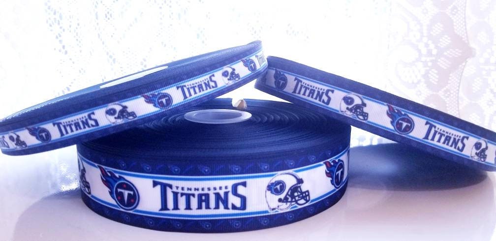 Tennessee Titans Grosgrain Ribbon. Comes in 5/8" 7/8" 1.5" NFL Football Sports Team Ribbon