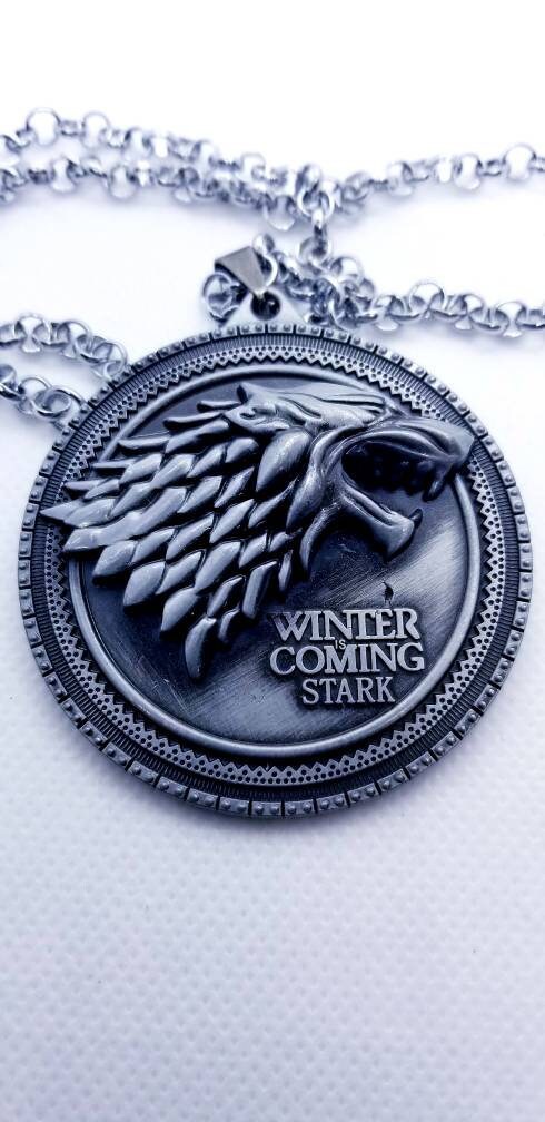 White Wolf Jon Snow- Snow Wolf Medal Medallion GOT- Game of Thrones- White Wolf- Winterfell Winter is coming. The Starks