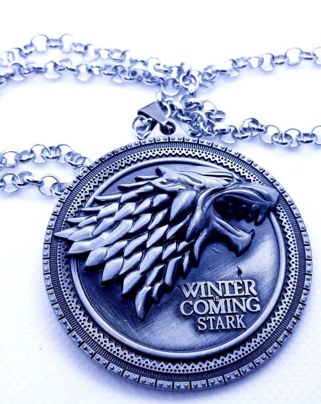 White Wolf Jon Snow- Snow Wolf Medal Medallion GOT- Game of Thrones- White Wolf- Winterfell Winter is coming. The Starks