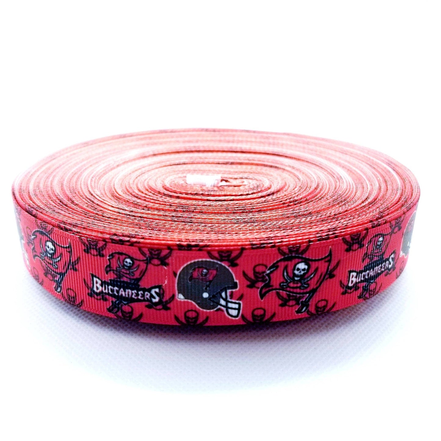 5/8", 7/8" and 1.5" Tampa Bay Buccaneers Football Ribbon. Football Grosgrain Ribbon Sports Team Ribbon. Red Buccaneers