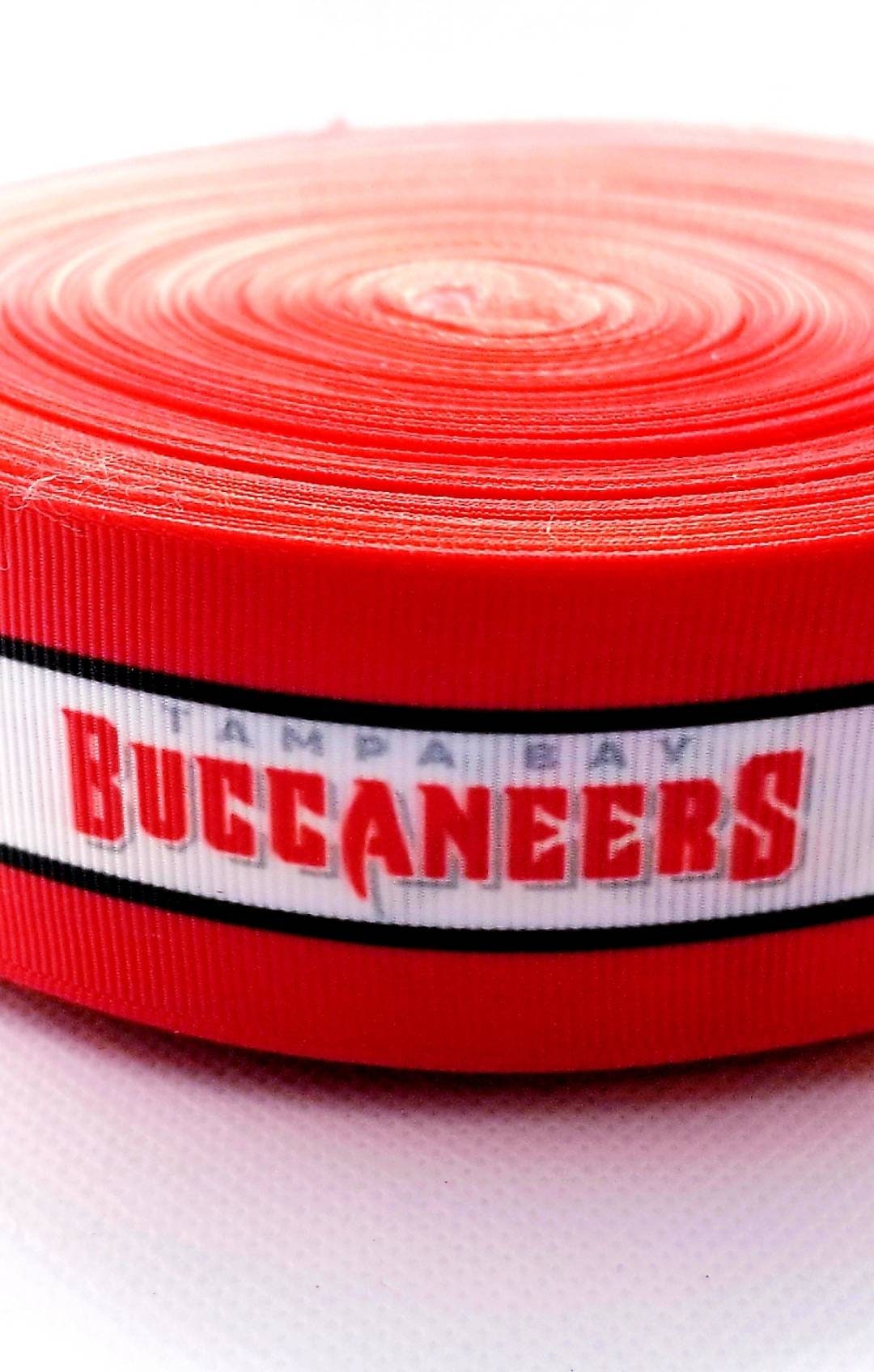 5/8", 7/8" & 1.5" Tampa Bay Buccaneers Football Ribbon. Football Grosgrain Ribbon Sports Team Ribbon
