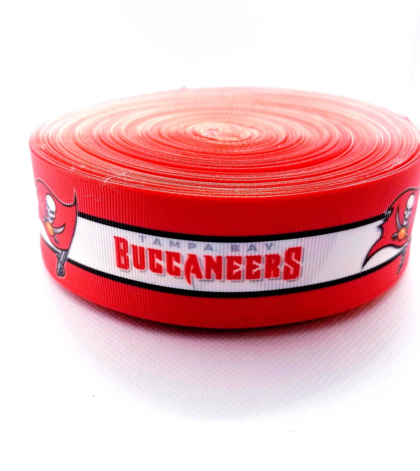 5/8", 7/8" & 1.5" Tampa Bay Buccaneers Football Ribbon. Football Grosgrain Ribbon Sports Team Ribbon