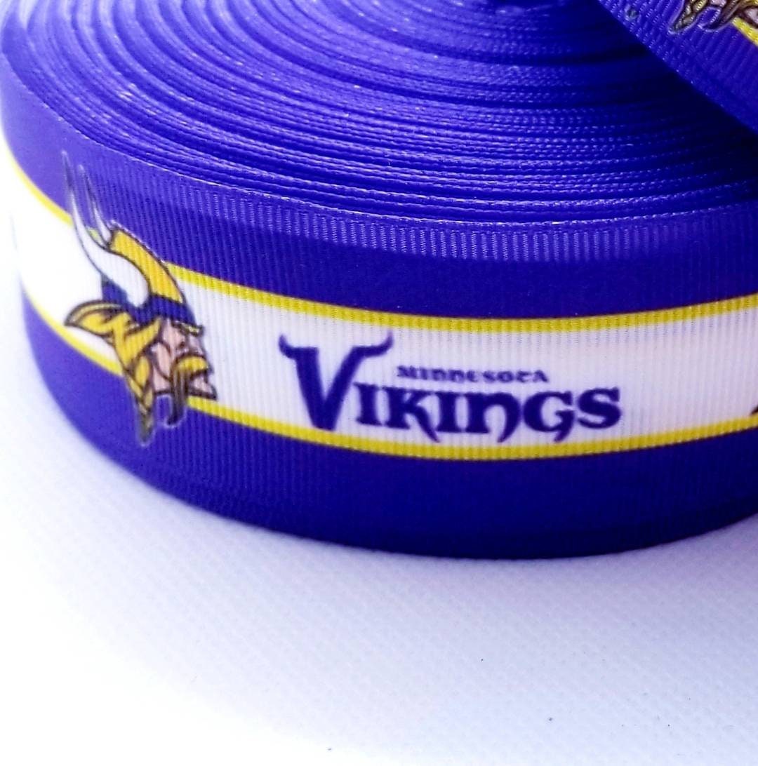 Minnesota Vikings Grosgrain Ribbon. Comes in 5/8" 7/8" and 1.5" NFL Football Sports Ribbon.