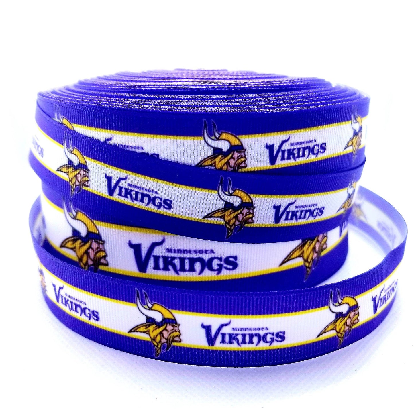 Minnesota Vikings Grosgrain Ribbon. Comes in 5/8" 7/8" and 1.5" NFL Football Sports Ribbon.