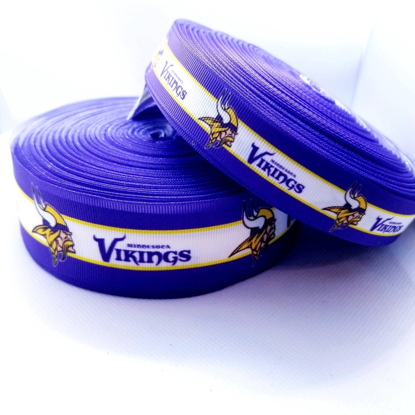 Minnesota Vikings Grosgrain Ribbon. Comes in 5/8" 7/8" and 1.5" NFL Football Sports Ribbon.