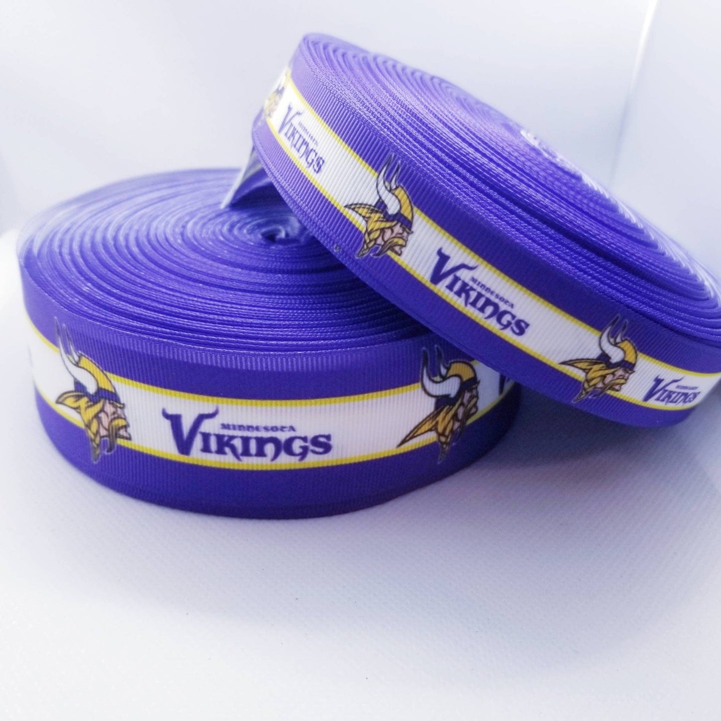 Minnesota Vikings Grosgrain Ribbon. Comes in 5/8" 7/8" and 1.5" NFL Football Sports Ribbon.