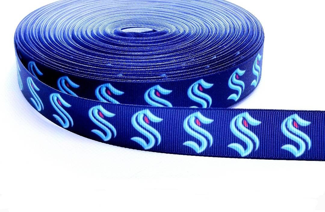 Seattle Kraken Hockey Ribbon. 7/8" NHL Professional Hockey Team. Sports Team. NHL Ice Hockey.