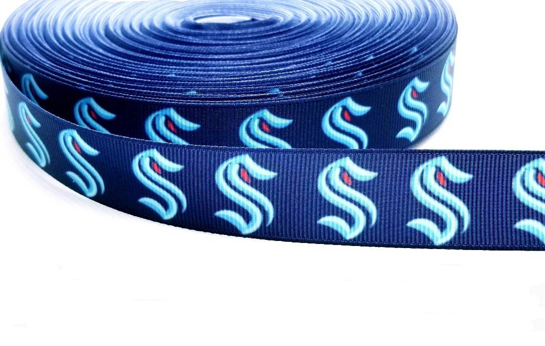 Seattle Kraken Hockey Ribbon. 7/8" NHL Professional Hockey Team. Sports Team. NHL Ice Hockey.