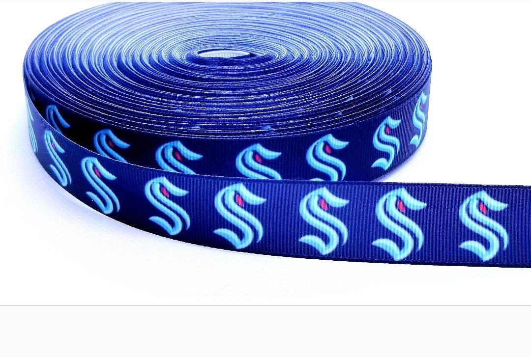 Seattle Kraken Hockey Ribbon. 7/8" NHL Professional Hockey Team. Sports Team. NHL Ice Hockey.