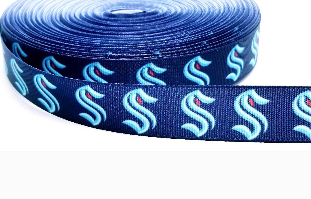Seattle Kraken Hockey Ribbon. 7/8" NHL Professional Hockey Team. Sports Team. NHL Ice Hockey.