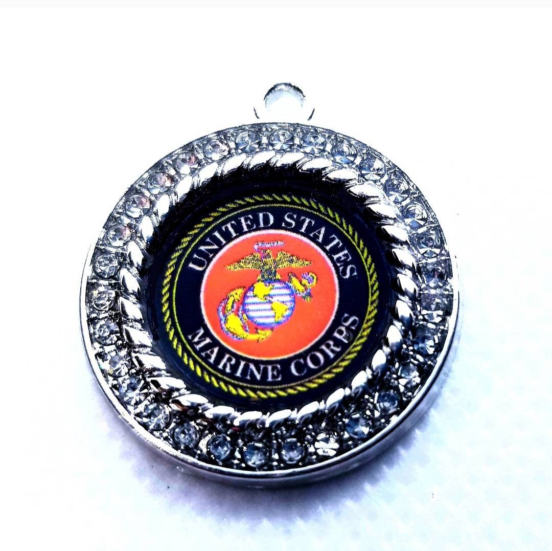 United States Marine Corp Charms in 2.5cm. Rhinestone Charms U.S. Military Jewlery. United States Marine