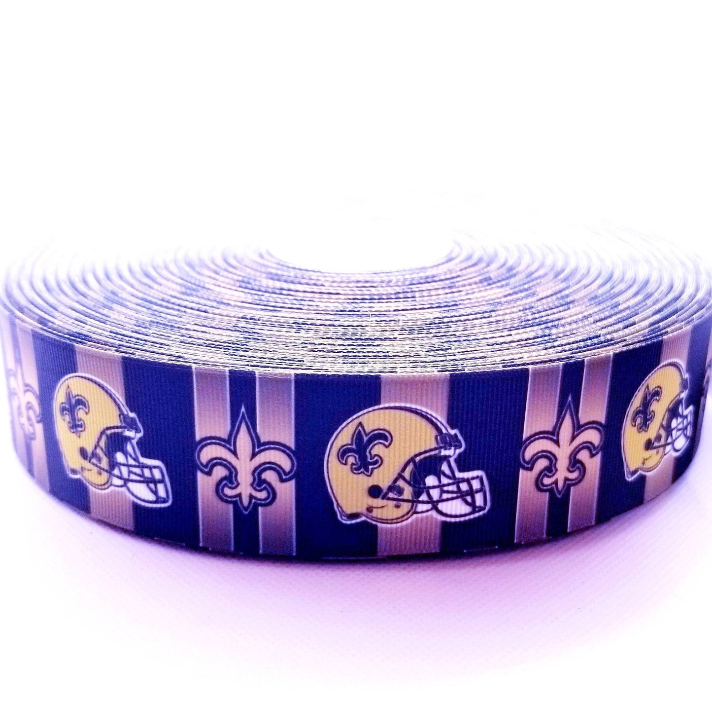 New Orleans Saints Grosgrain Ribbon. Comes in 5/8" and 1.5"; Football Ribbon NFL Sports Ribbon Gold