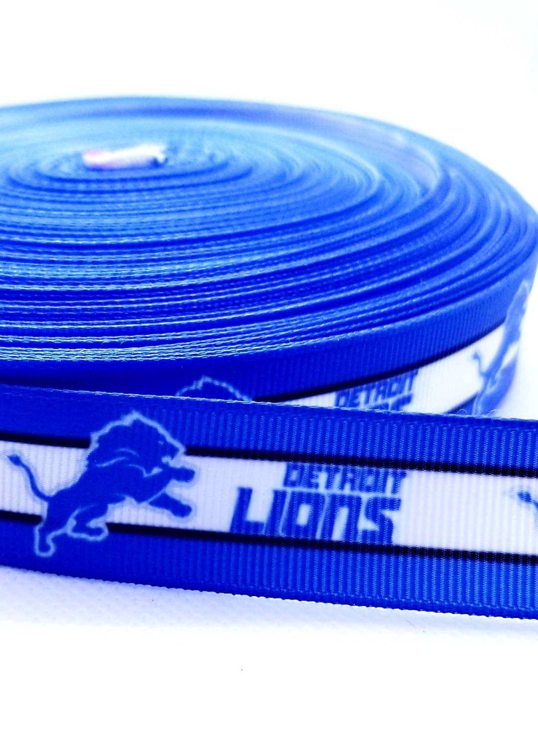 7/8" and 1.5" Detroit Lions Grosgrain Ribbon. NFL Football Sports Team Ribbon
