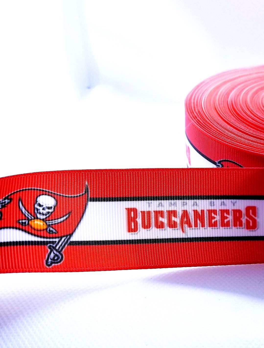5/8", 7/8" & 1.5" Tampa Bay Buccaneers Football Ribbon. Football Grosgrain Ribbon Sports Team Ribbon
