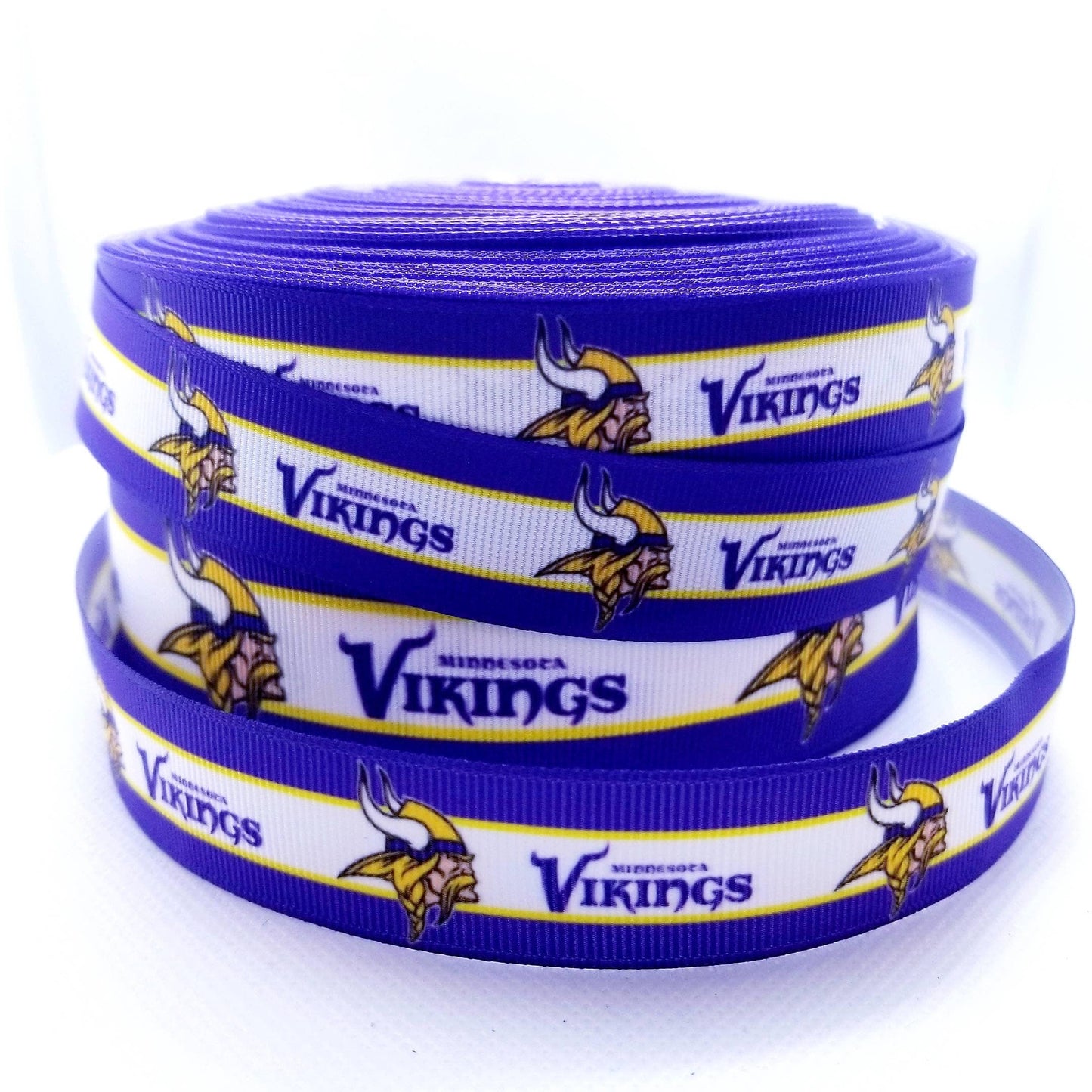 Minnesota Vikings Grosgrain Ribbon. Comes in 5/8" 7/8" and 1.5" NFL Football Sports Ribbon.