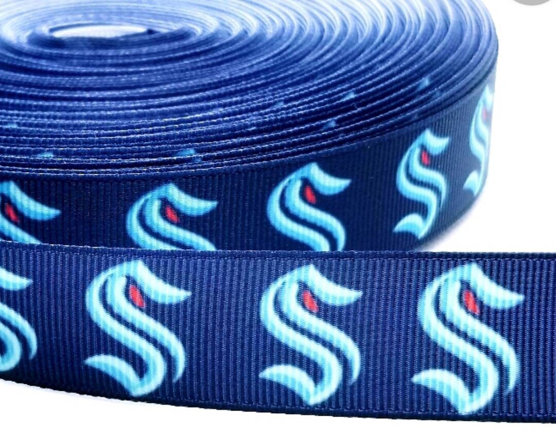 Seattle Kraken Hockey Ribbon. 7/8" NHL Professional Hockey Team. Sports Team. NHL Ice Hockey.