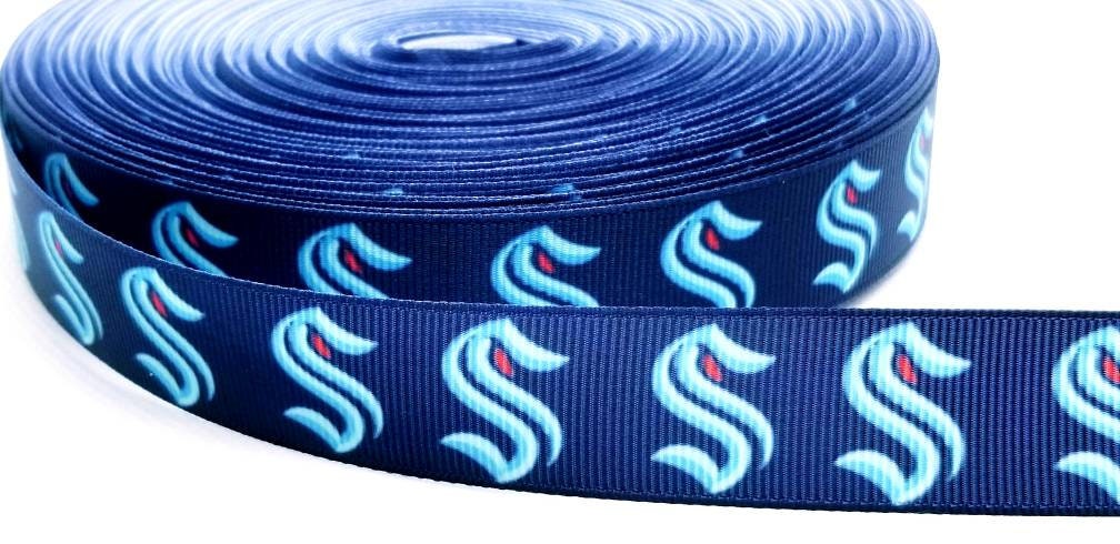Seattle Kraken Hockey Ribbon. 7/8" NHL Professional Hockey Team. Sports Team. NHL Ice Hockey.