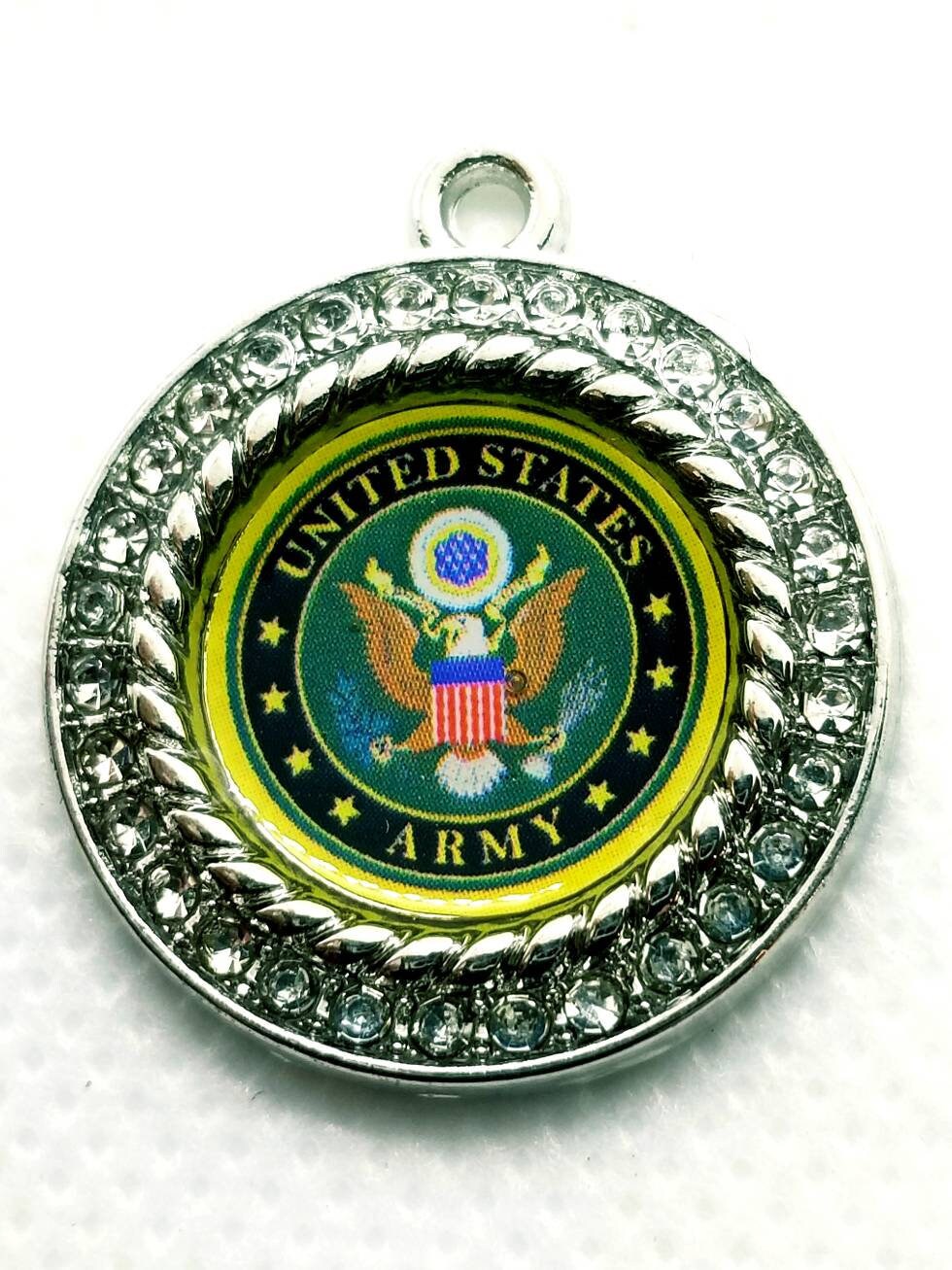 United States Army Charms in 2.5cm. Rhinestone Charms U.S. ARMY Jewlery Bald Eagle