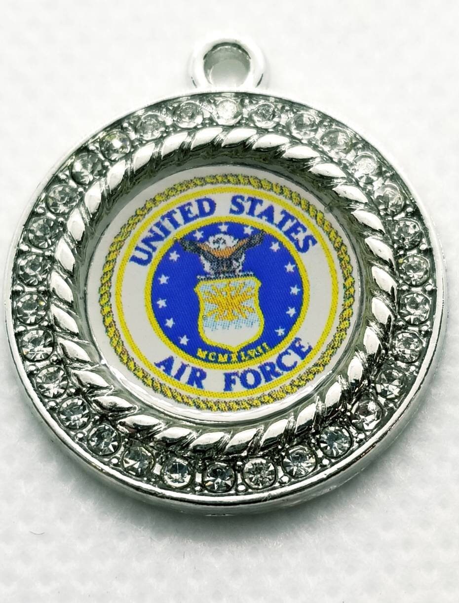 United States Air force Charms in 2.5cm. Rhinestone Charms U.S. Air Force Jewlery Bald Eagle Armed Forces