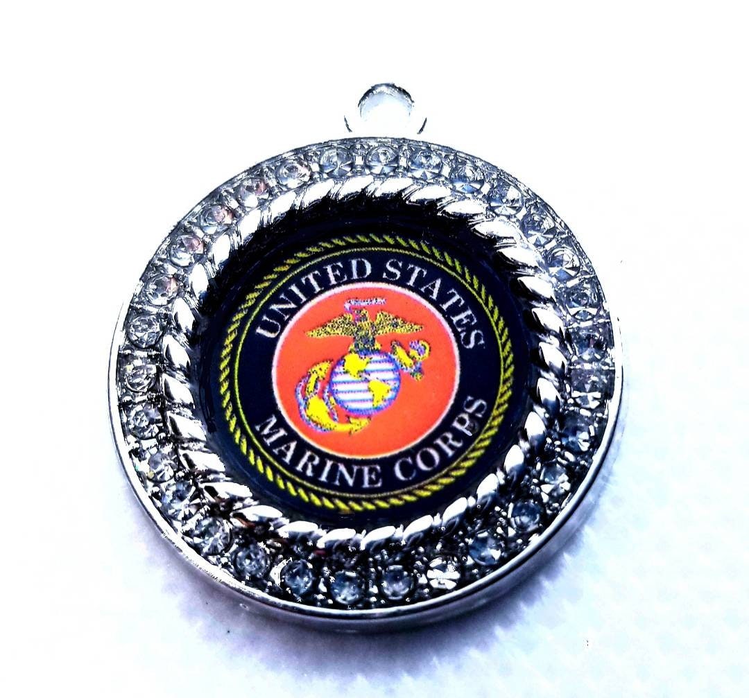 United States Marine Corp Charms in 2.5cm. Rhinestone Charms U.S. Military Jewlery. United States Marine