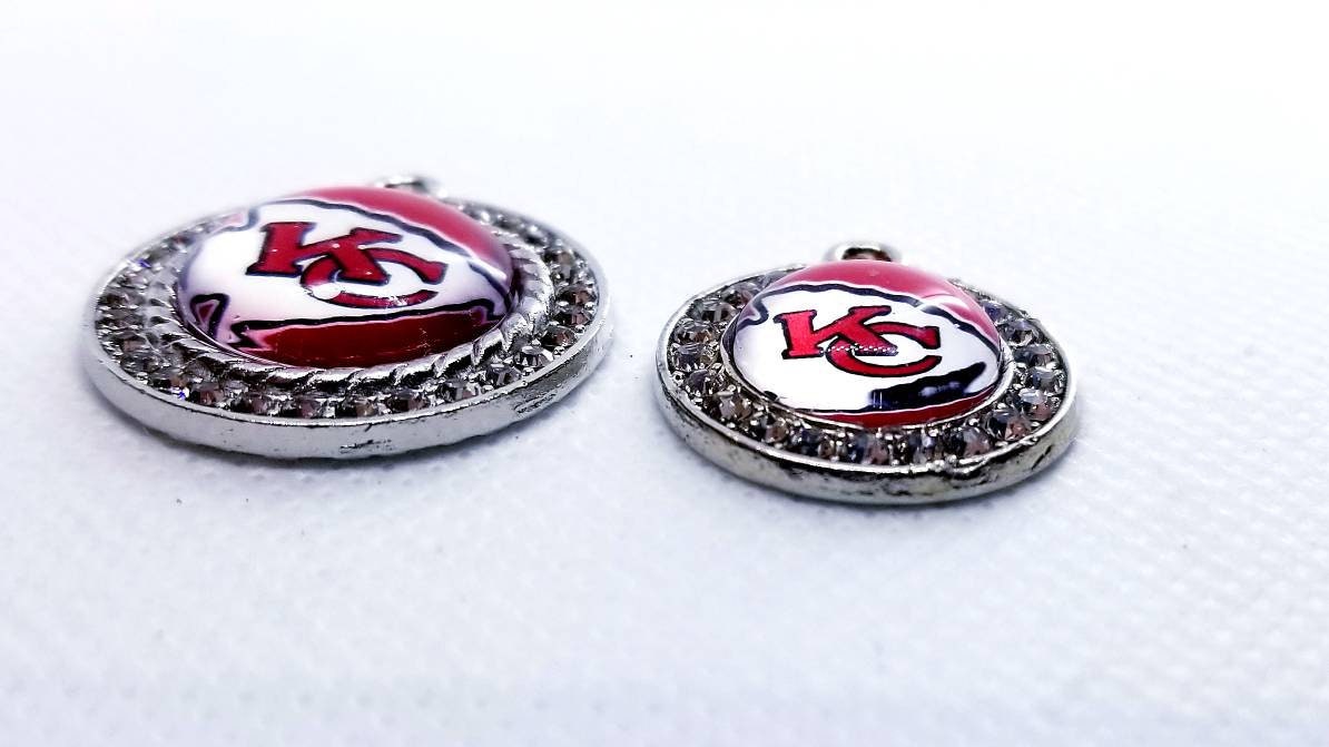 Kansas City Chiefs Dome NFL Football Charms. KC Sports Team Charms in 2cm and 2.5cm. Rhinestone Charms