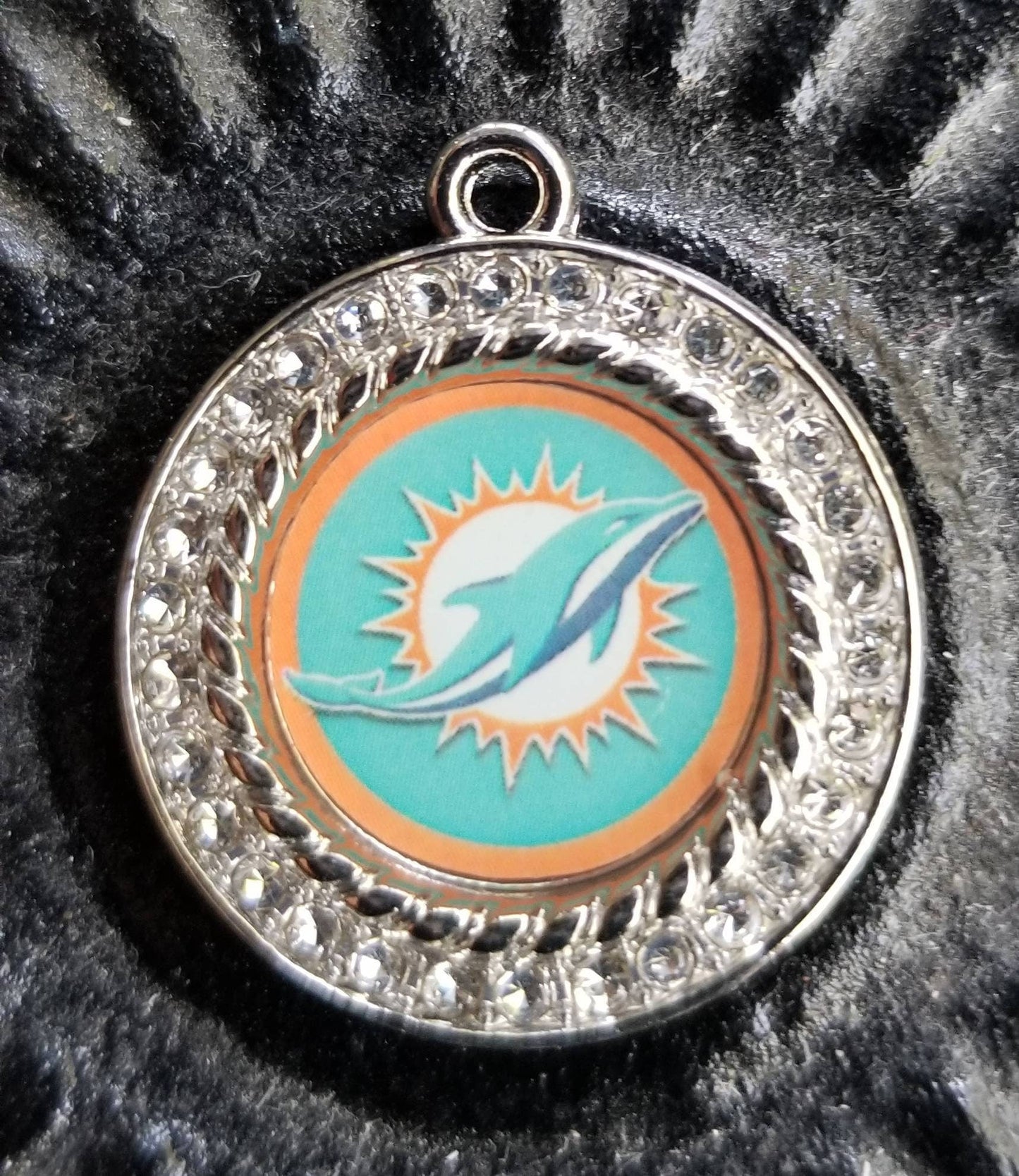 Miami Dolphins NFL Football Charms. Sports Team Charms 2.5cm. Rhinestone Charms