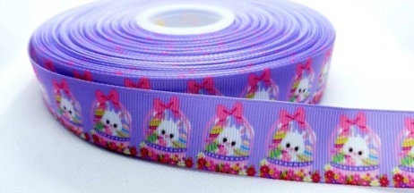 1" Easter Bunny in Basket Holiday Ribbon