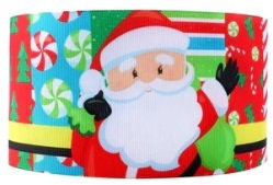 1" Christmas Santa Holiday Ribbon