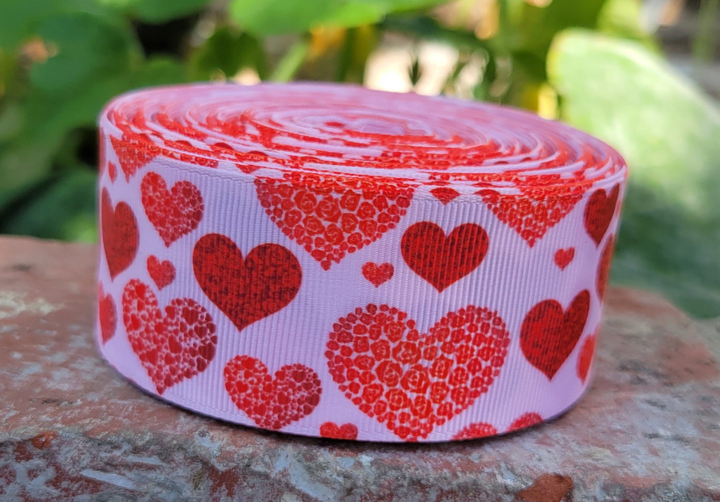 1.5" Valentine's Day Red Hearts Holiday Ribbon