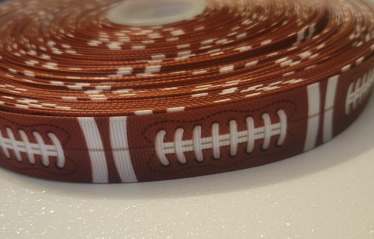 7/8" Football Ball Design Grosgrain Ribbon. NFL Football Sports Ribbon. College Football University Football. Football Party Themed