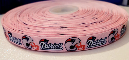 5/8" Pink New England Patriots Grosgrain Ribbon. Football Ribbon NFL Sports Ribbon