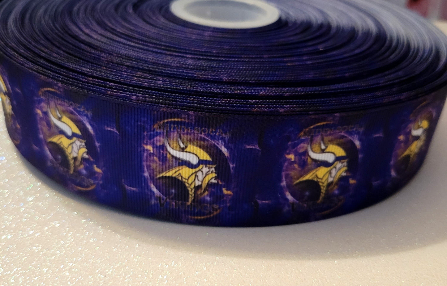 1.5" Minnesota Vikings Grosgrain Ribbon. NFL Football Sports Ribbon. Lowered price see why in description.