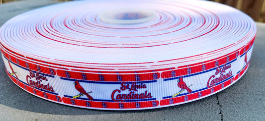 7/8" St. Louis Cardinals Ribbon. Baseball Sports MLB Ribbon.