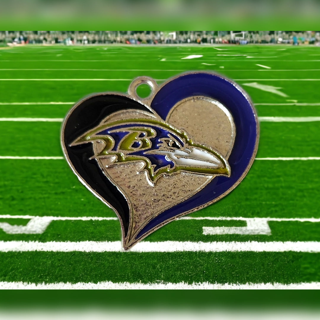 Baltimore Ravens Football Charms Football Heart Shaped Charms. NFL Charms. Football Sports Jewelry