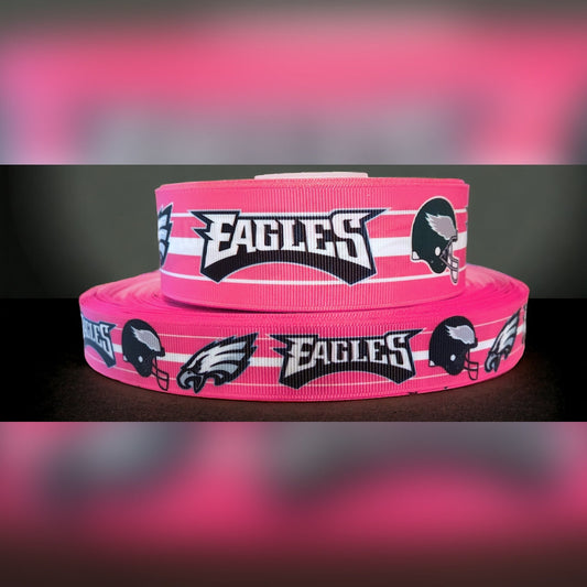 7/8" or 1.5" Pink Philadelphia Eagles Grosgrain Ribbon. Football Ribbon NFL Sports Ribbon