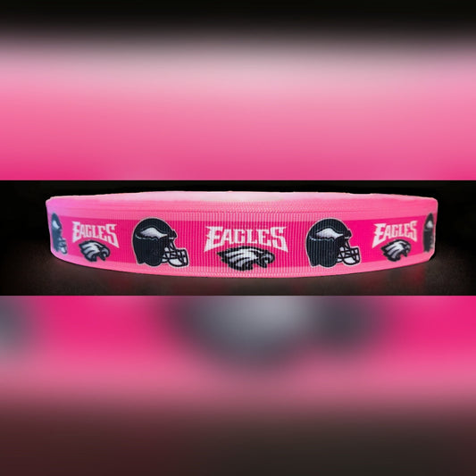 7/8" Pink Philadelphia Eagles Grosgrain Ribbon. Football Ribbon NFL Sports Ribbon