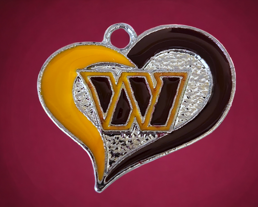 Washington Commanders Football Charms Football Heart Shaped Charms. NFL Charms. Football Sports Jewelry
