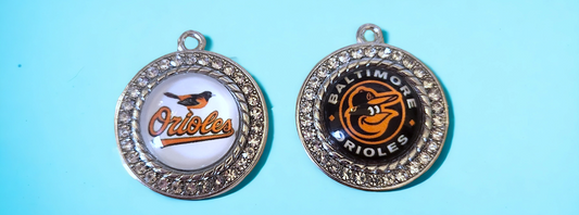 Baltimore Orioles MLB Baseball Charms. Sports Team Charms 2.5cm Dome Top Rhinestone Charms