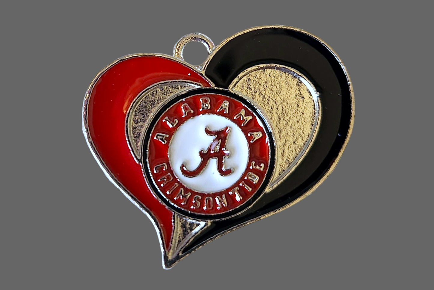 Alabama Crimson Tide Football Heart Charms. Football University Charms