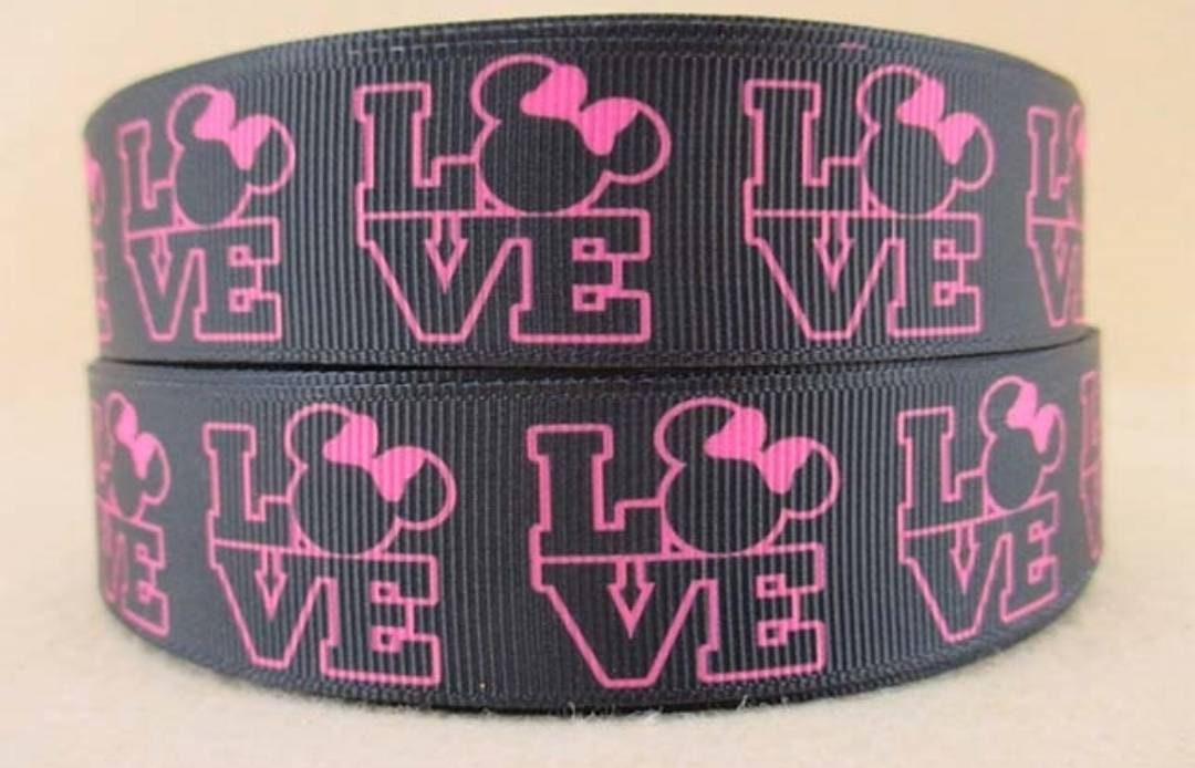 1" Minnie Mouse Grosgrain ribbon. Pink Minnie Mouse Ribbon