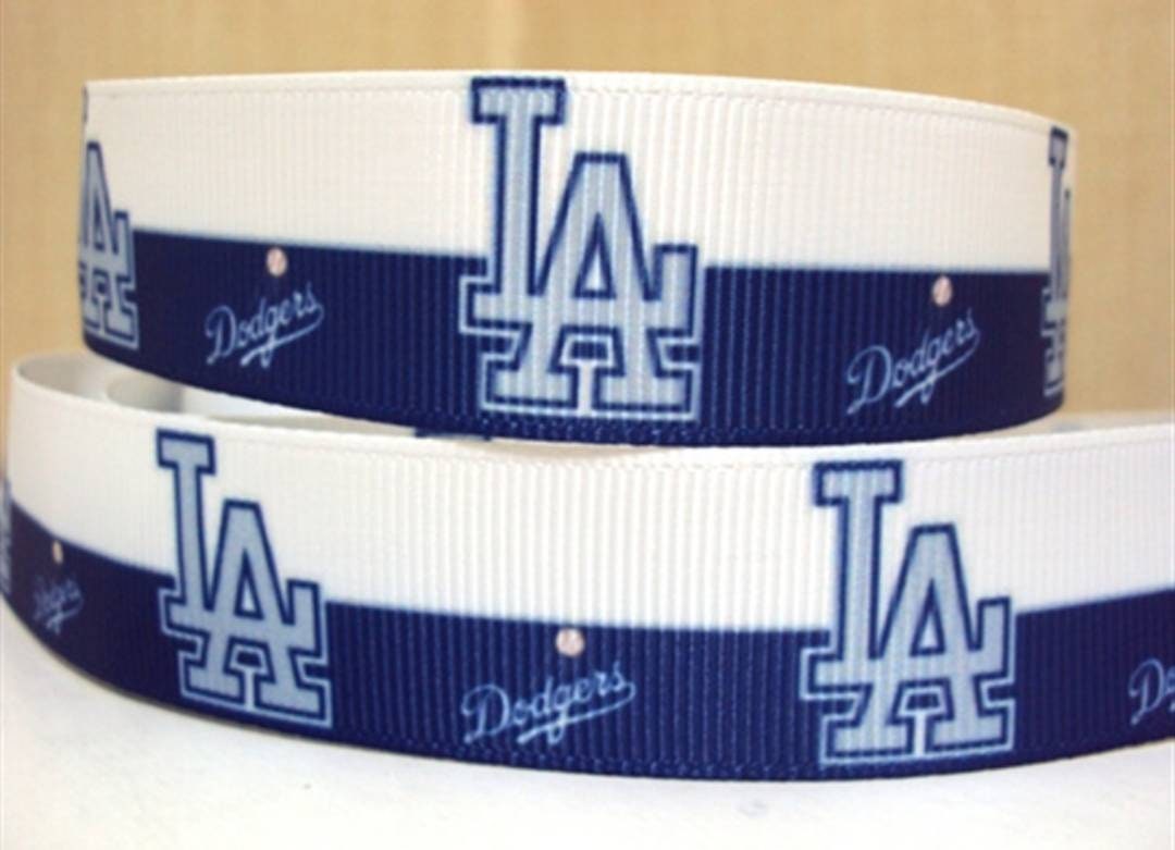 7/8" Los Angeles Dodgers Grosgrain Ribbon. MLB Sports Team Ribbon