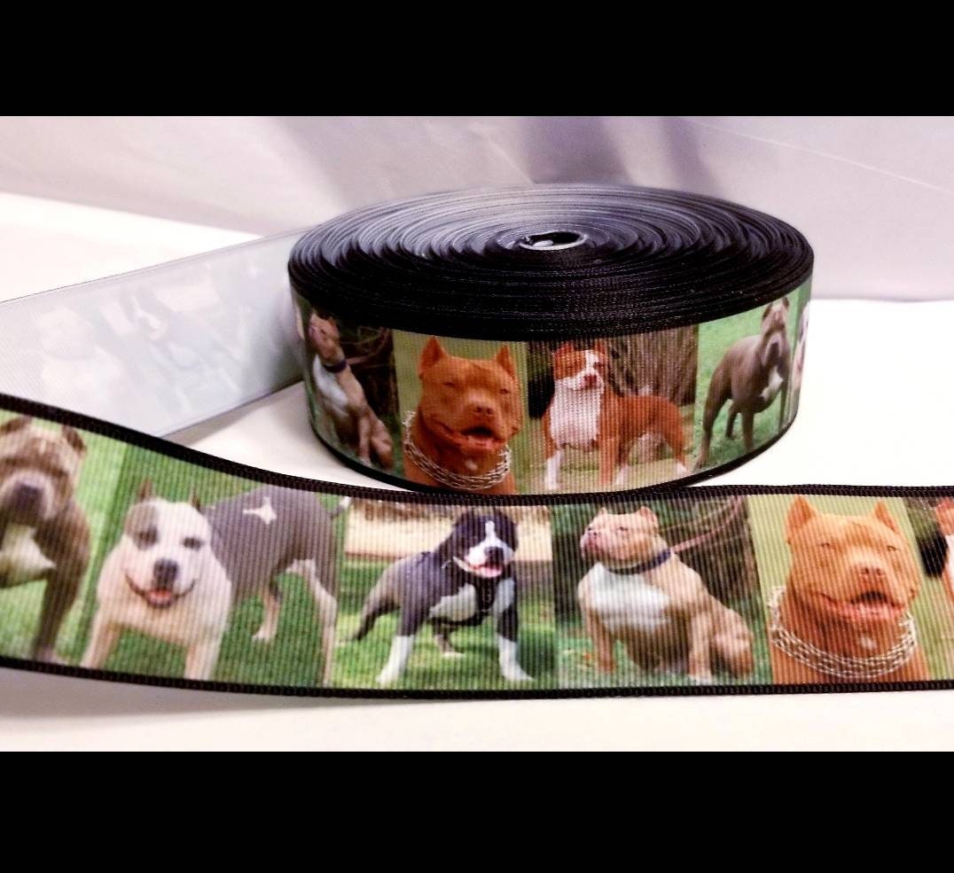 1.5" Pitbull Dog Grosgrain Ribbon